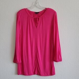 GAP Tee Blouse Pullover Long Sleeve Tie Front Flowy Loose Size Medium Hot Pink